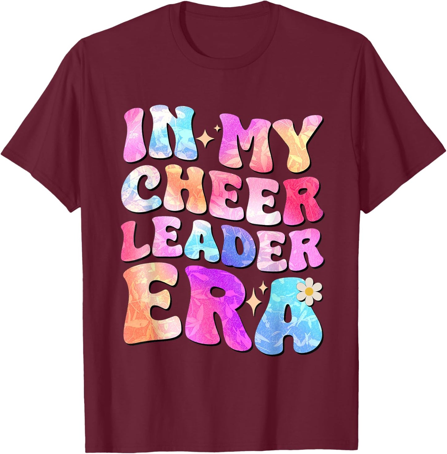 Groovy In My Cheer Leader Era Cheerleader Cheerleading T-Shirt - T-Shirt | Maroon