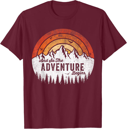 Adventure Begins Camping Family T-Shirt - T-Shirt | Maroon