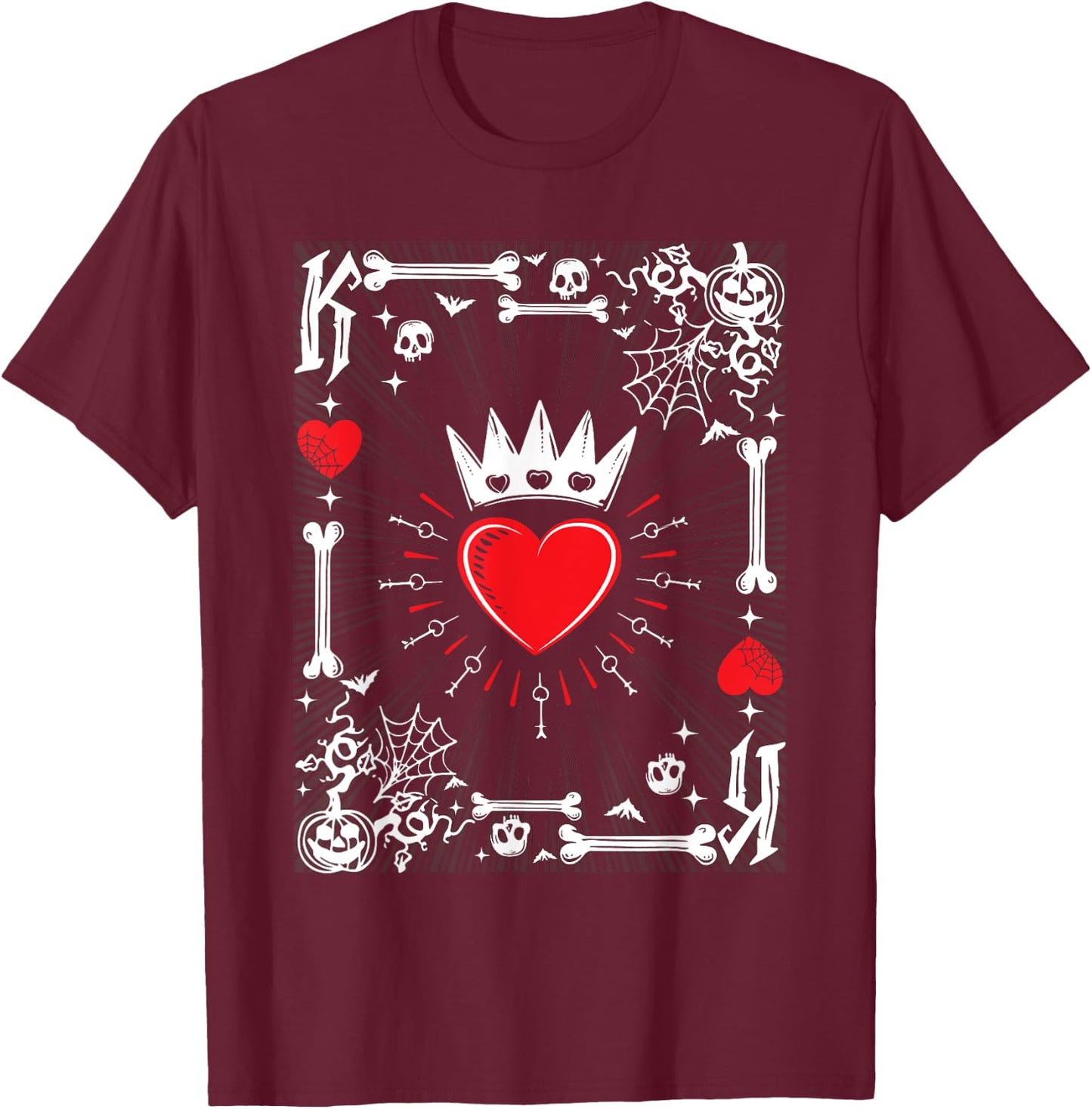 King of Hearts Card Costume - Halloween King of Hearts T-Shirt - T-Shirt | Maroon