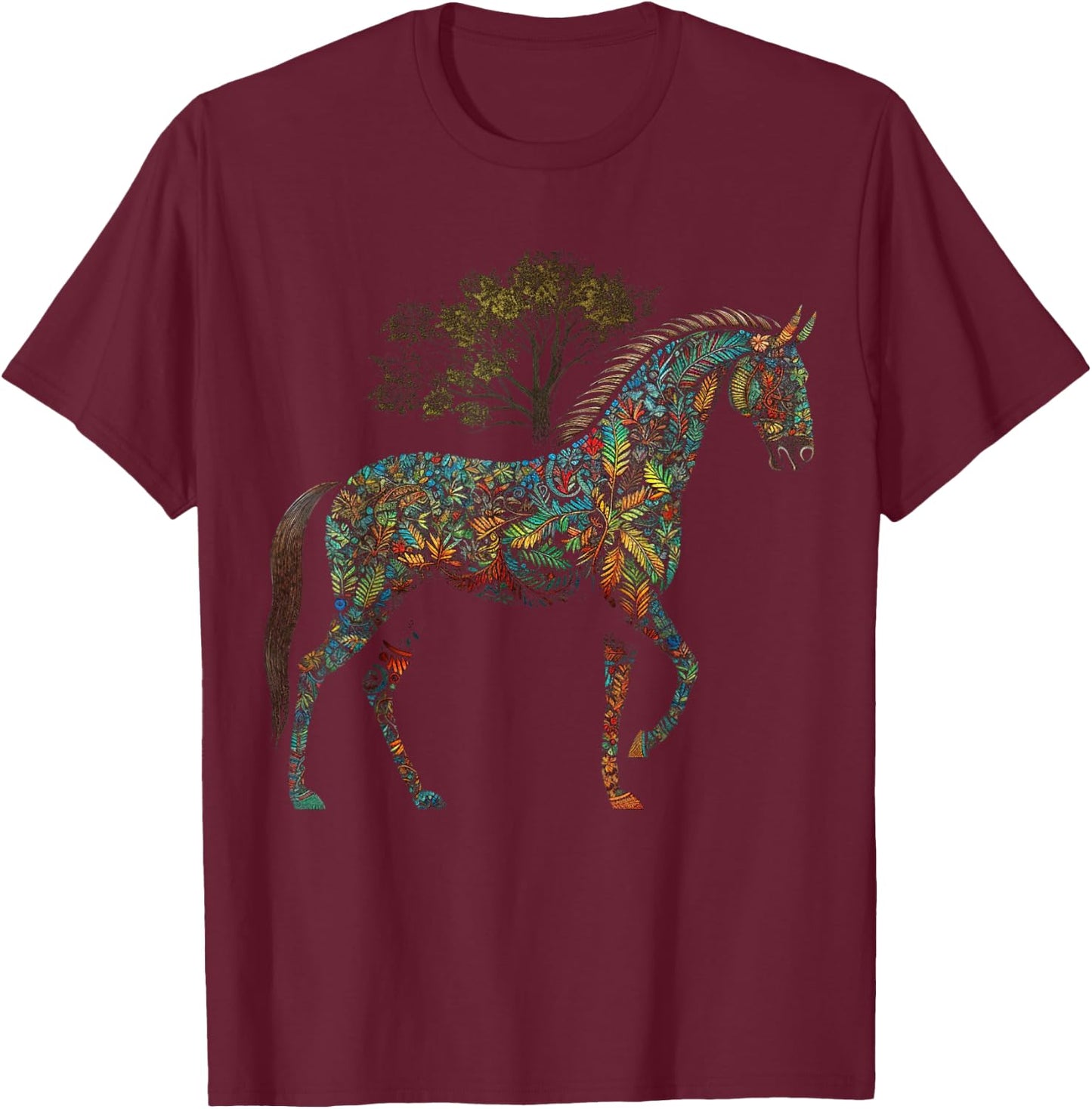 Horse artwork, horse motif, horse riding, animals, horse T-Shirt - T-Shirt | Maroon