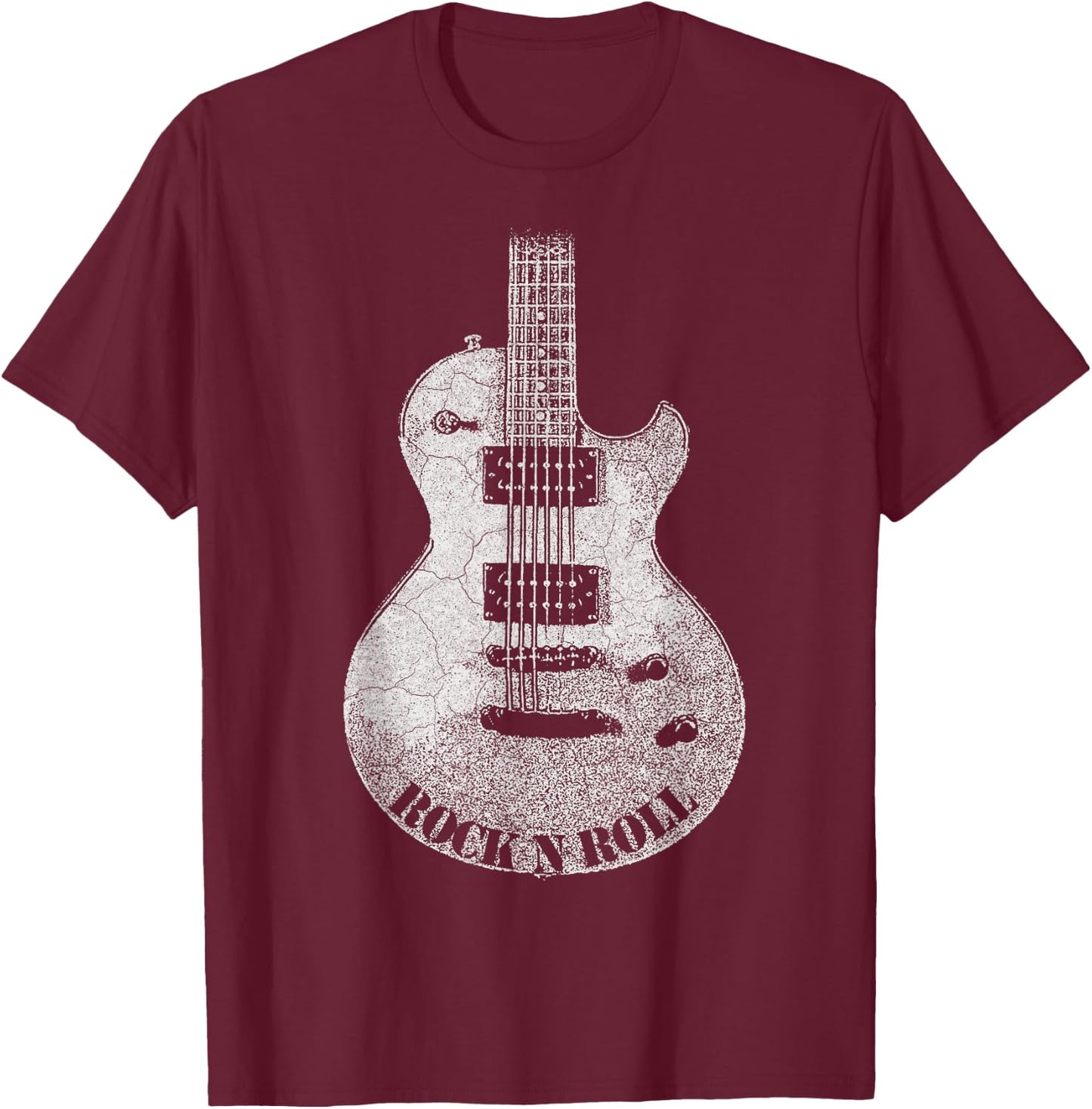Rock and Roll Guitar Vintage ROCK Music T-Shirt - T-Shirt | Maroon