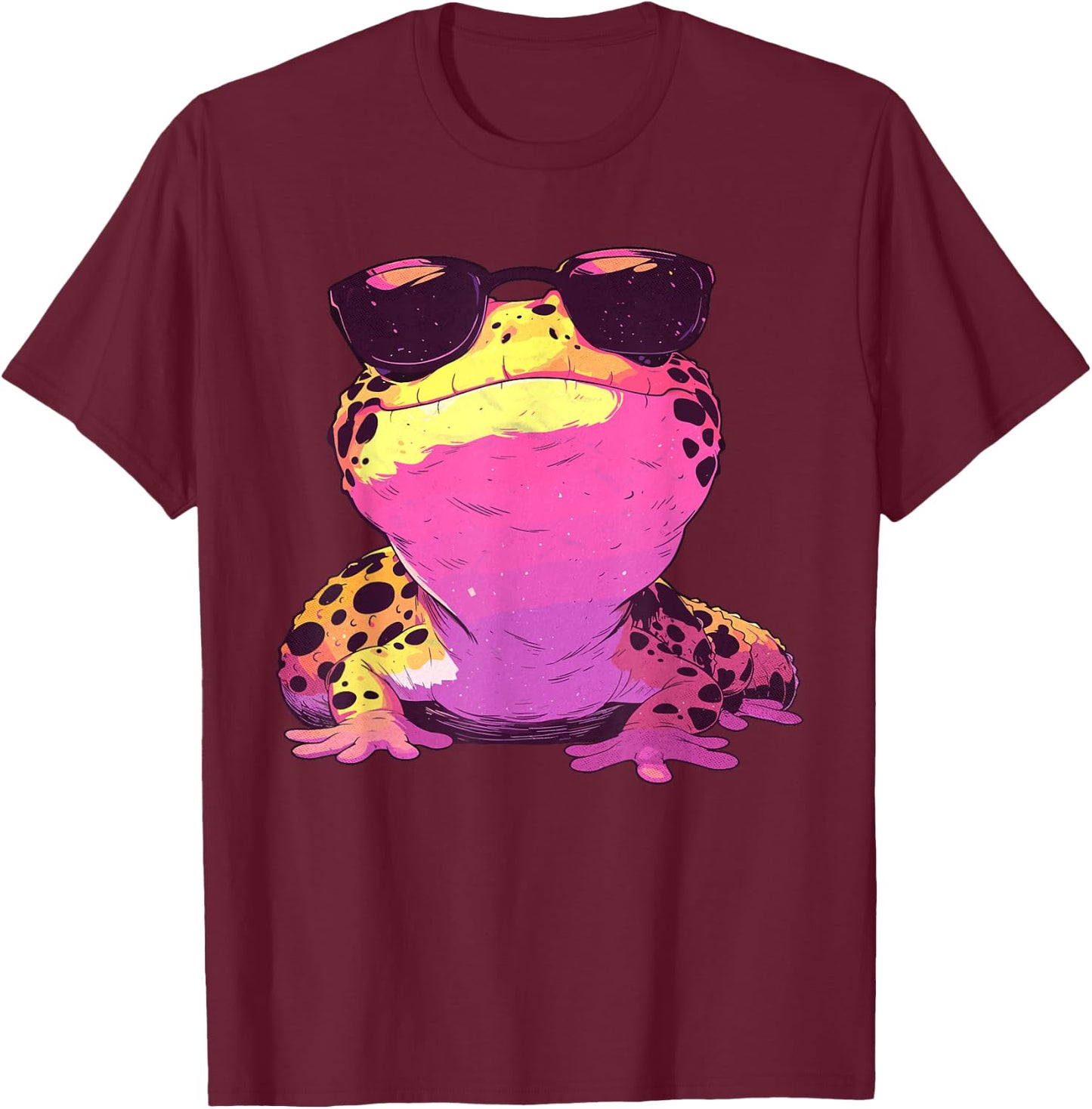 Fun Kawaii Lizard With Sunglasses Pastel Goth Leopard Gecko T-Shirt - T-Shirt | Maroon