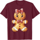 Coquette Bow Christmas Girly Gingerbread Cookie Baking Kids T-Shirt - T-Shirt | Maroon