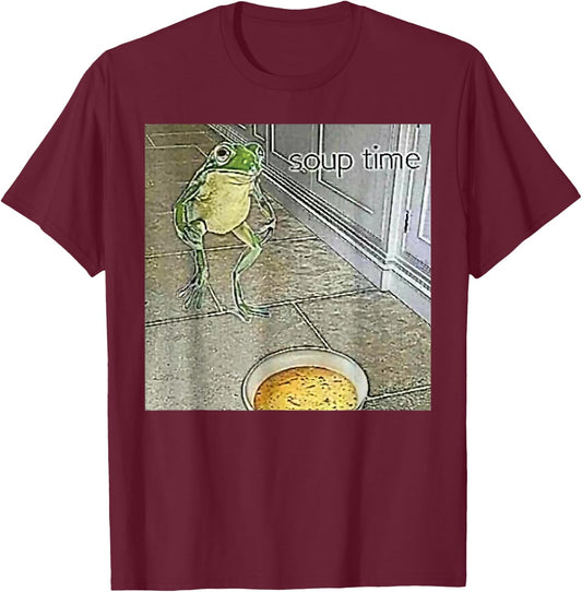Soup Time Frog Weird Funny Oddly Specific Dank Meme T-Shirt - T-Shirt | Maroon