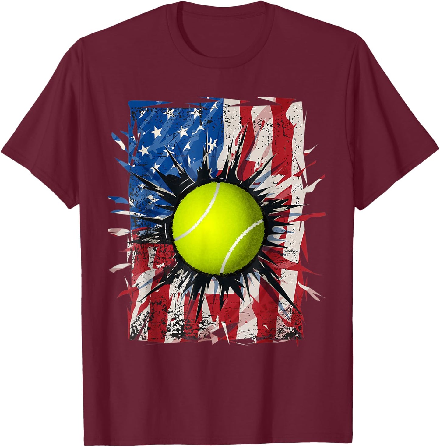 Patriotic Tennis 4th Of July Men USA American Flag Boys T-Shirt - T-Shirt | Maroon