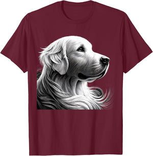 Majestic White English Cream Golden Retriever Sketch Devine T-Shirt - T-Shirt | Maroon