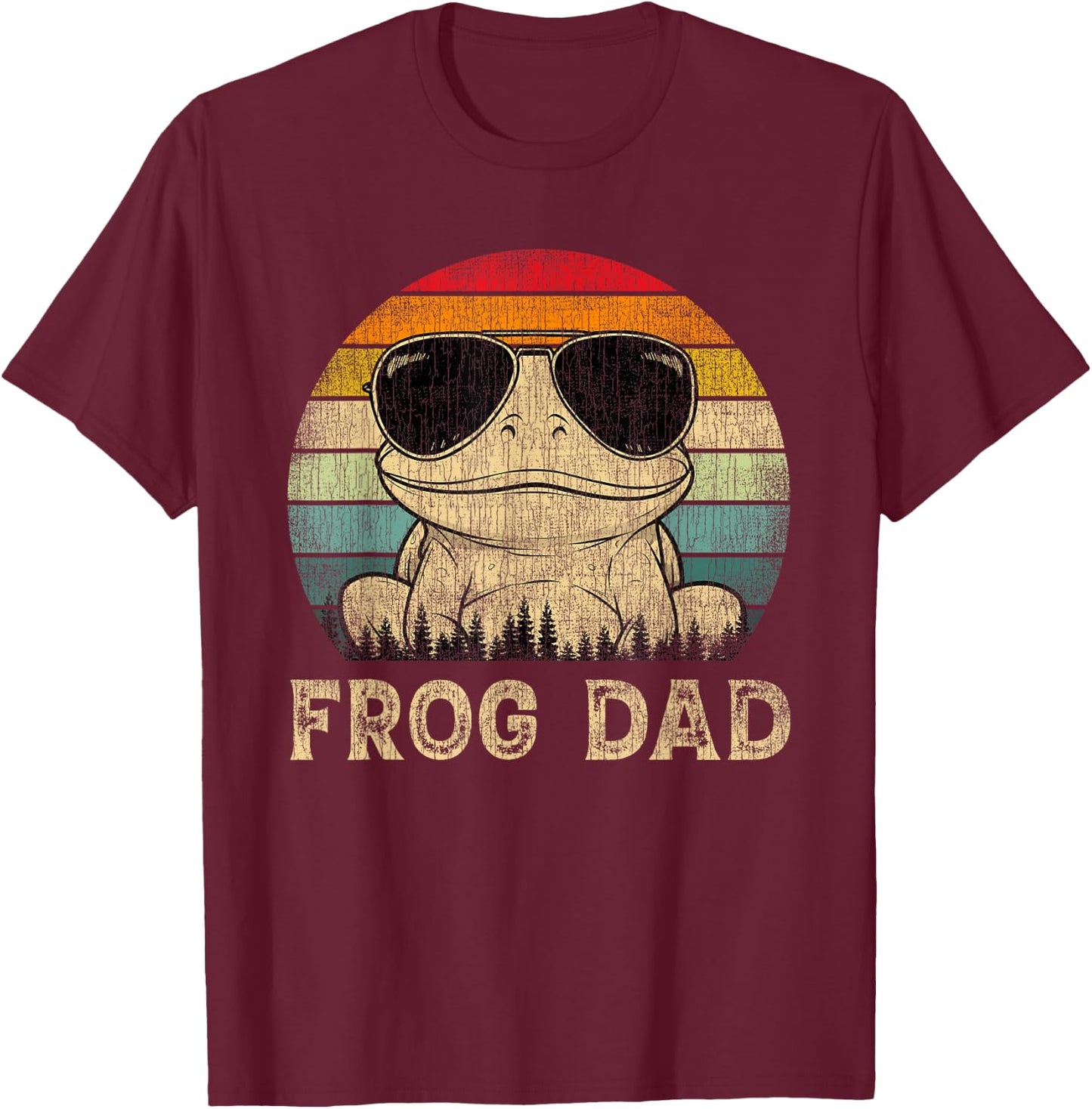 Vintage Frog Dad Frog Lovers Daddy Father's Day T-Shirt - T-Shirt | Maroon