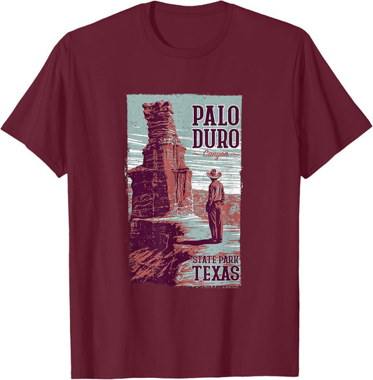 Vintage Palo Duro Canyon State Park Texas Hiking Souvenir T-Shirt - T-Shirt | Maroon
