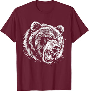 Angry Grizzly Bear T-Shirt - T-Shirt | Maroon
