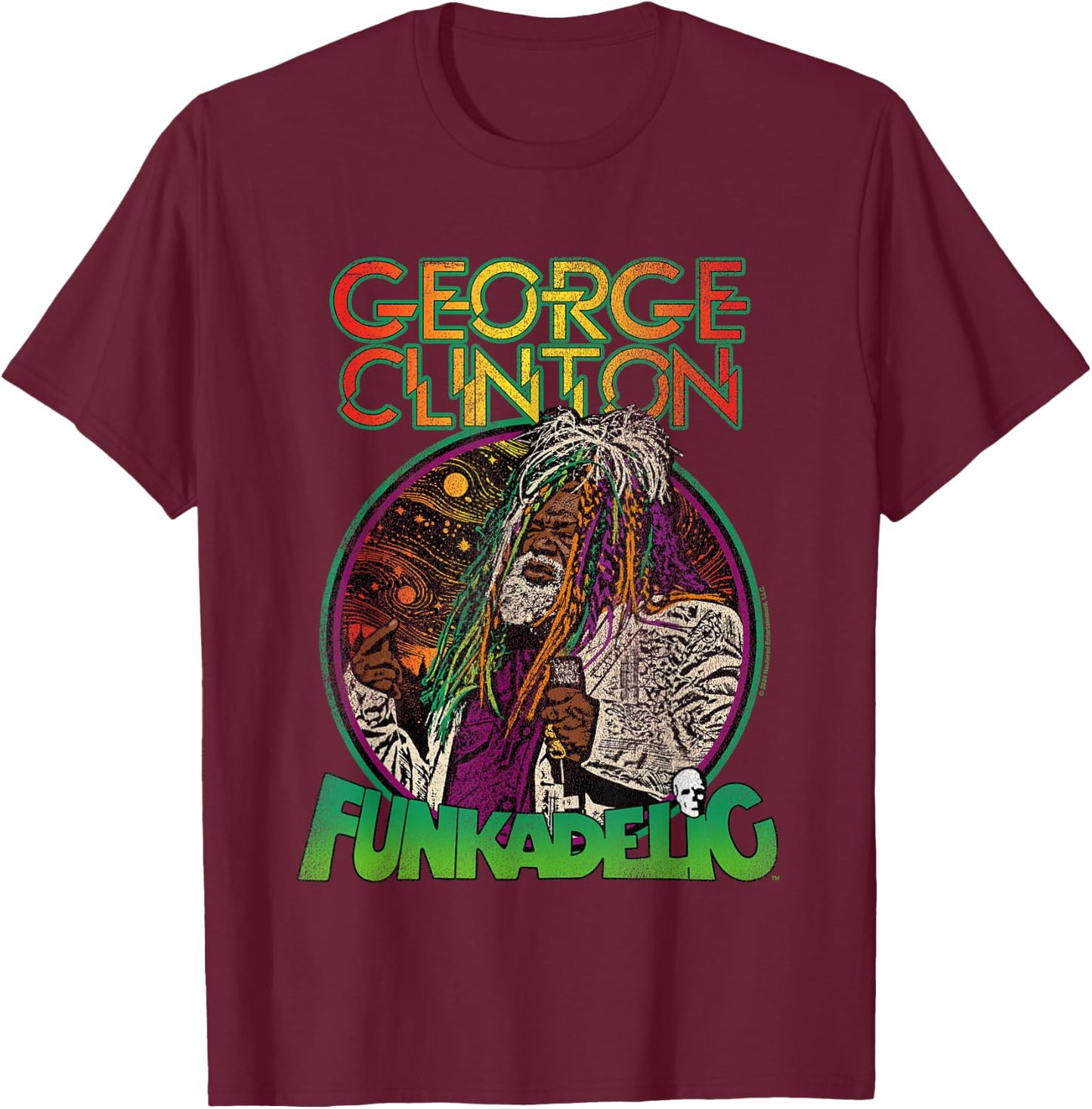 Popfunk George Clinton Live Hair , Small T-Shirt - T-Shirt | Maroon