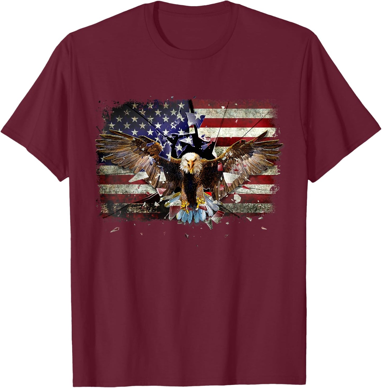 Eagle Patriotic USA American Flag 4th of July Men Women Kids T-Shirt - T-Shirt | Maroon