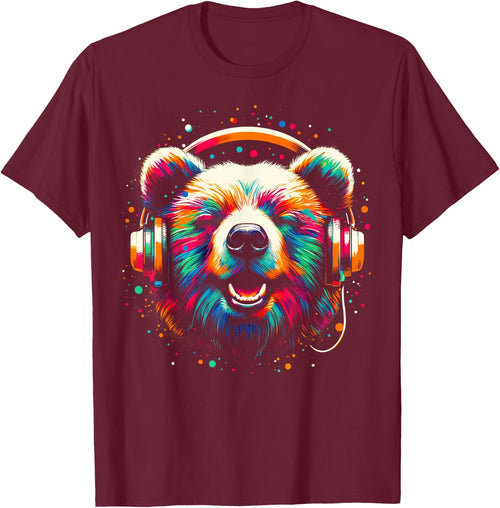 Cool Bear Headphone Music Art Christmas Birthday
