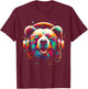 Cool Bear Headphone Music Art Christmas Birthday T-Shirt - T-Shirt | Maroon