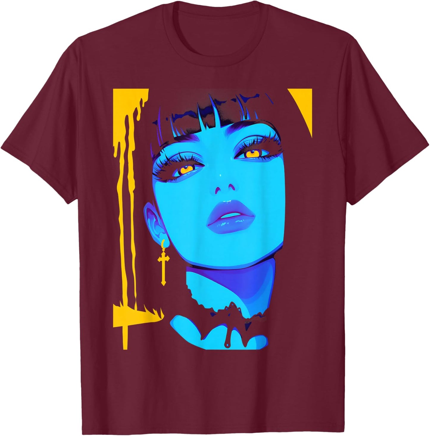Cybergoth Cybercore Grunge Punk Goth Girl Alt Anime Manga T-Shirt - T-Shirt | Maroon