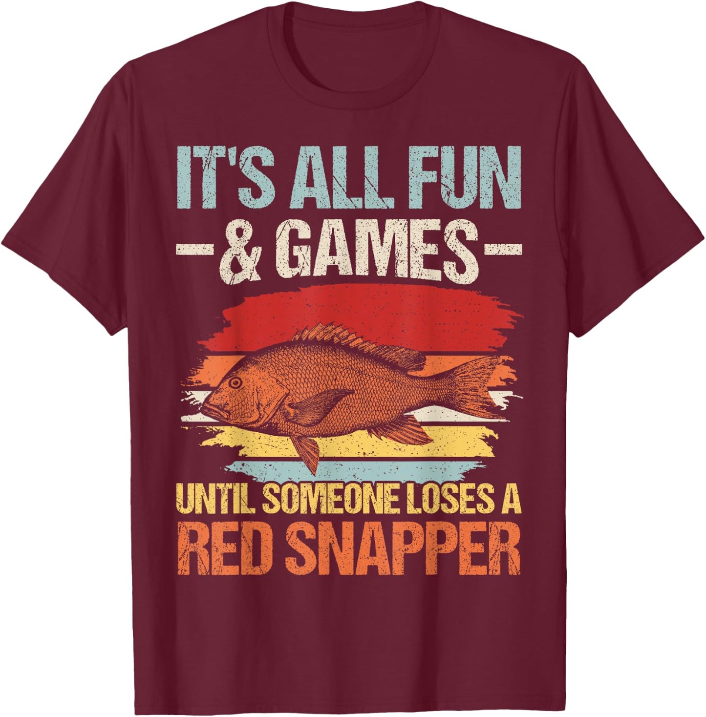 Deep Sea Fishing Red Snapper Design for a Red Snapper fan T-Shirt - T-Shirt | Maroon