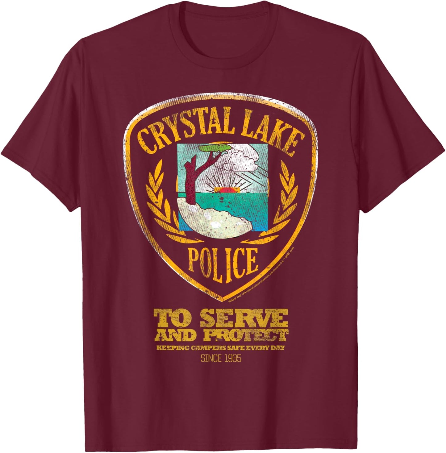 Friday The 13th Crystal Lake Police To Serve And Protect T-Shirt - T-Shirt | Maroon