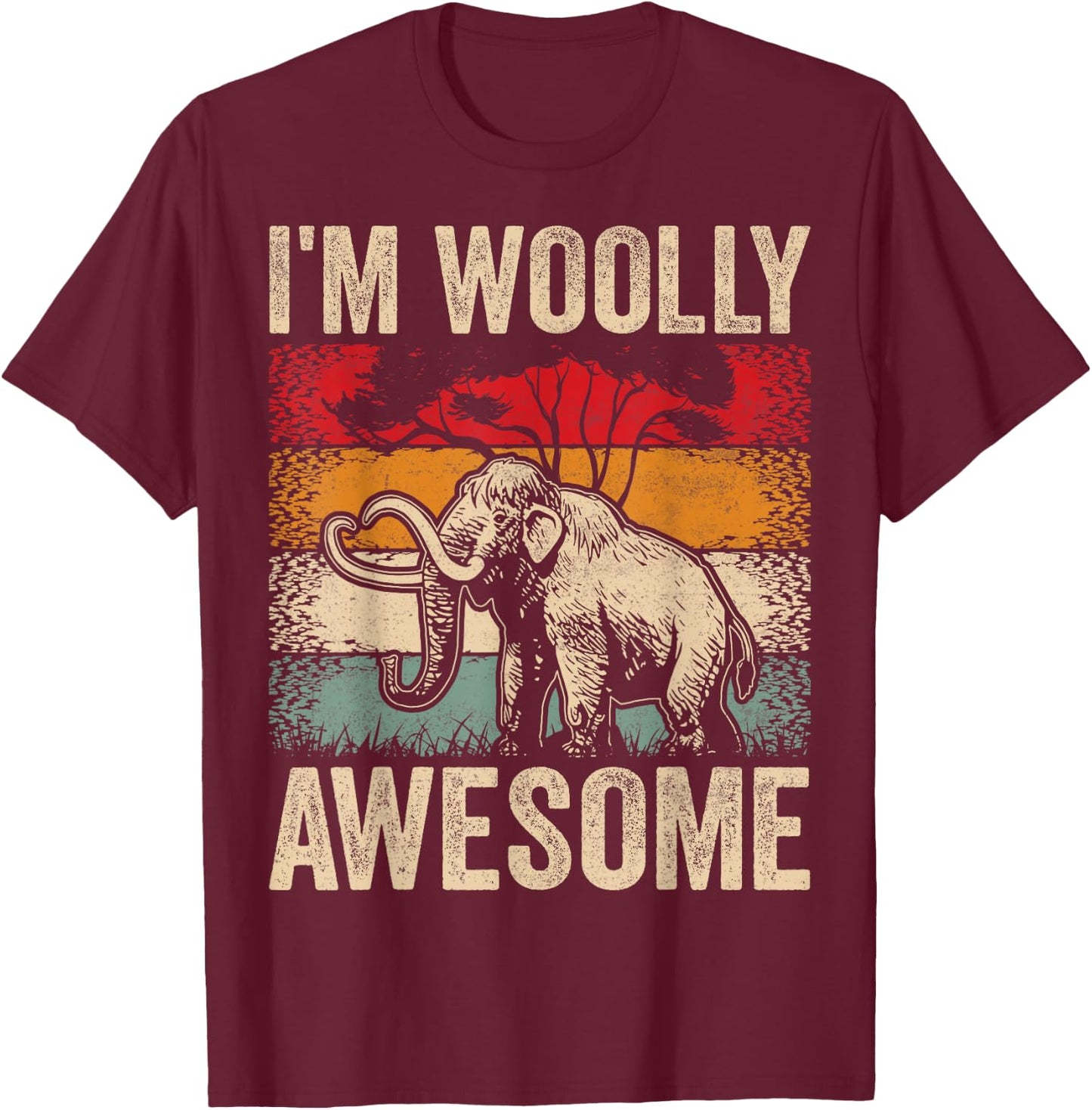 I'm Woolly Awesome Cute Boys Girls Kids Woolly Mammoths T-Shirt - T-Shirt | Maroon