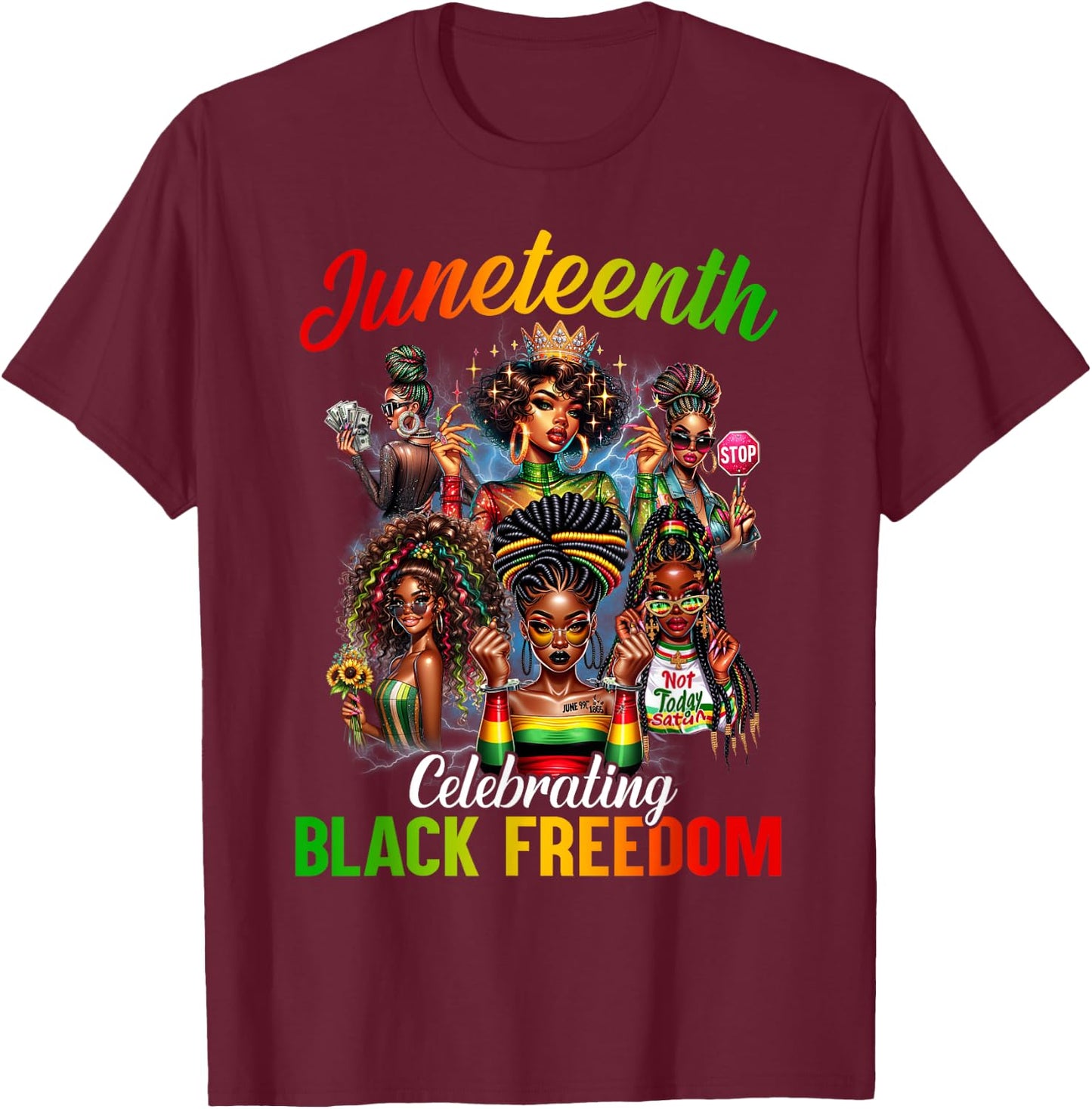 Juneteenth 2024 Celebrate Black Freedom 1865 History Month T-Shirt - T-Shirt | Maroon