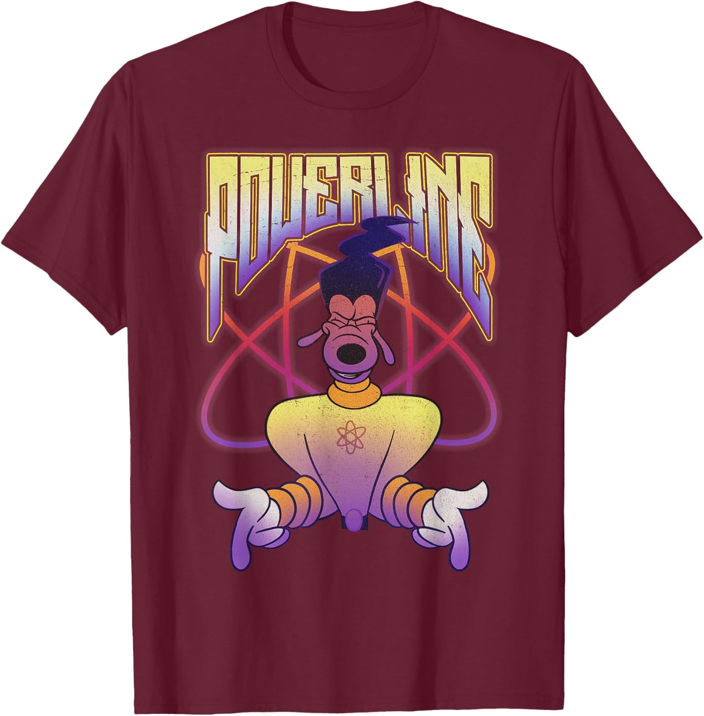Disney A Goofy Movie Powerline Logo Portrait Short Sleeve T-Shirt - T-Shirt | Maroon