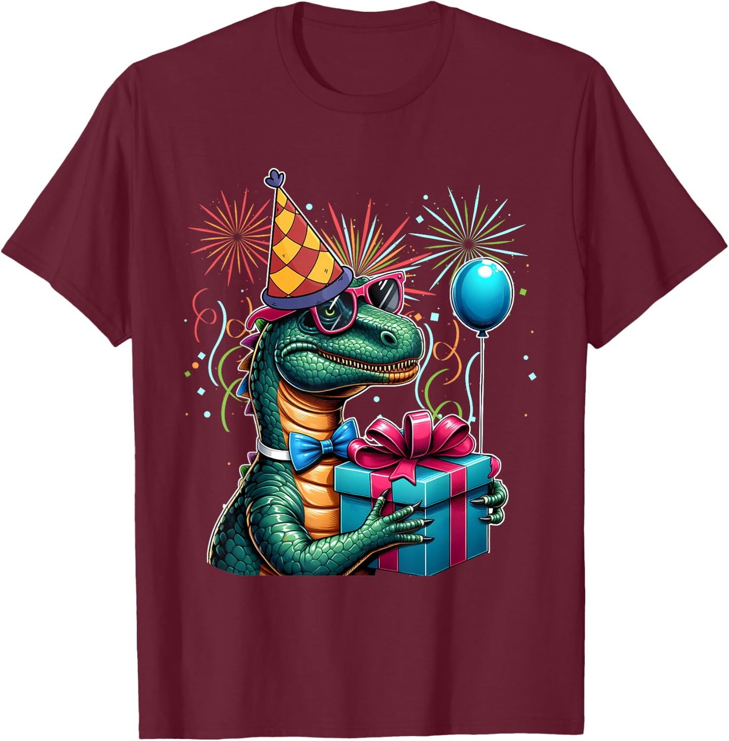 Adult Dinosaur Birthday T Rex Party For Kids Adult Birthday T-Shirt - T-Shirt | Maroon