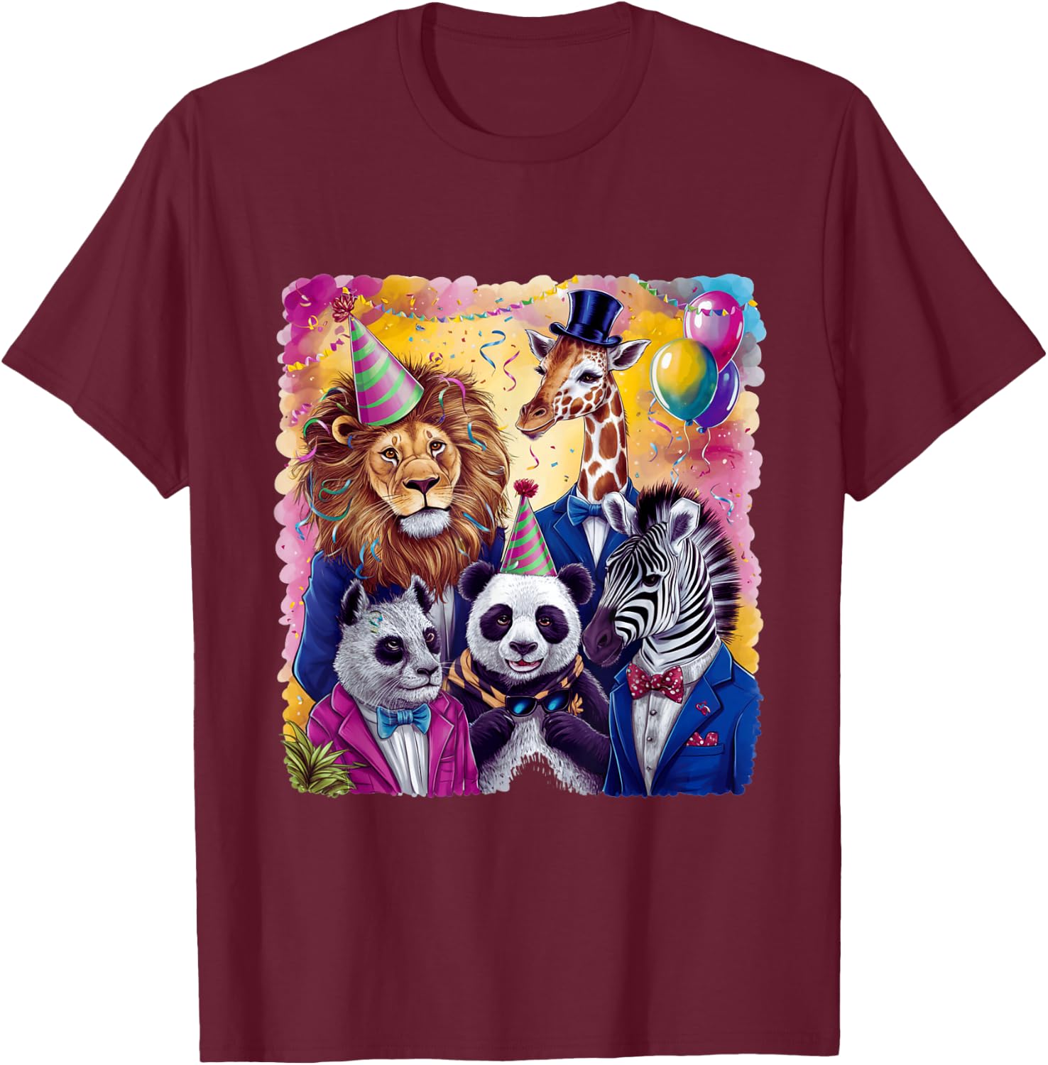 Zoo Animals Wildlife Birthday Squad Party Zoo Animals Fun T-Shirt - T-Shirt | Maroon