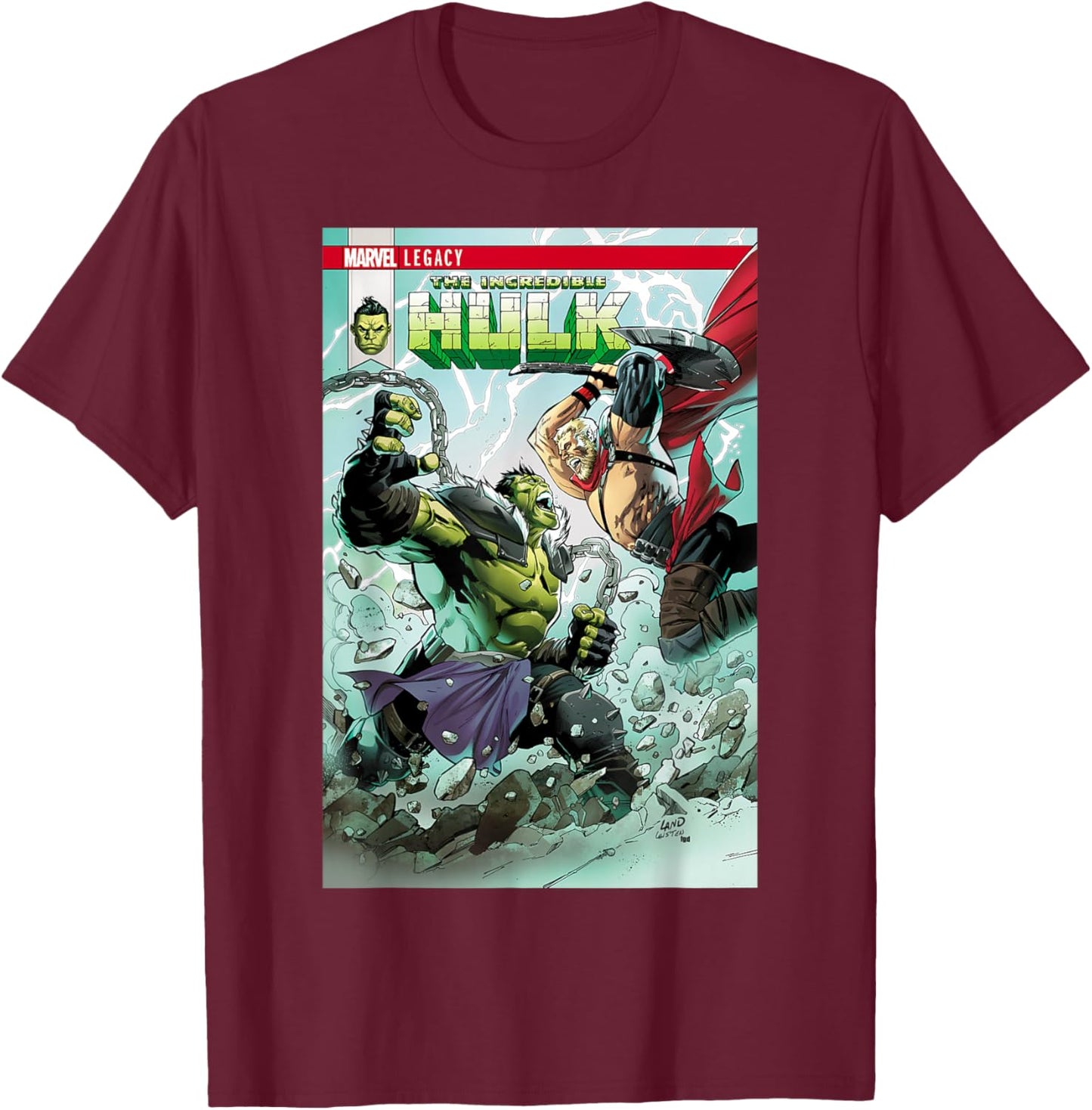 Marvel The Incredible Hulk vs The Mighty Thor Comic T-Shirt - T-Shirt | Maroon