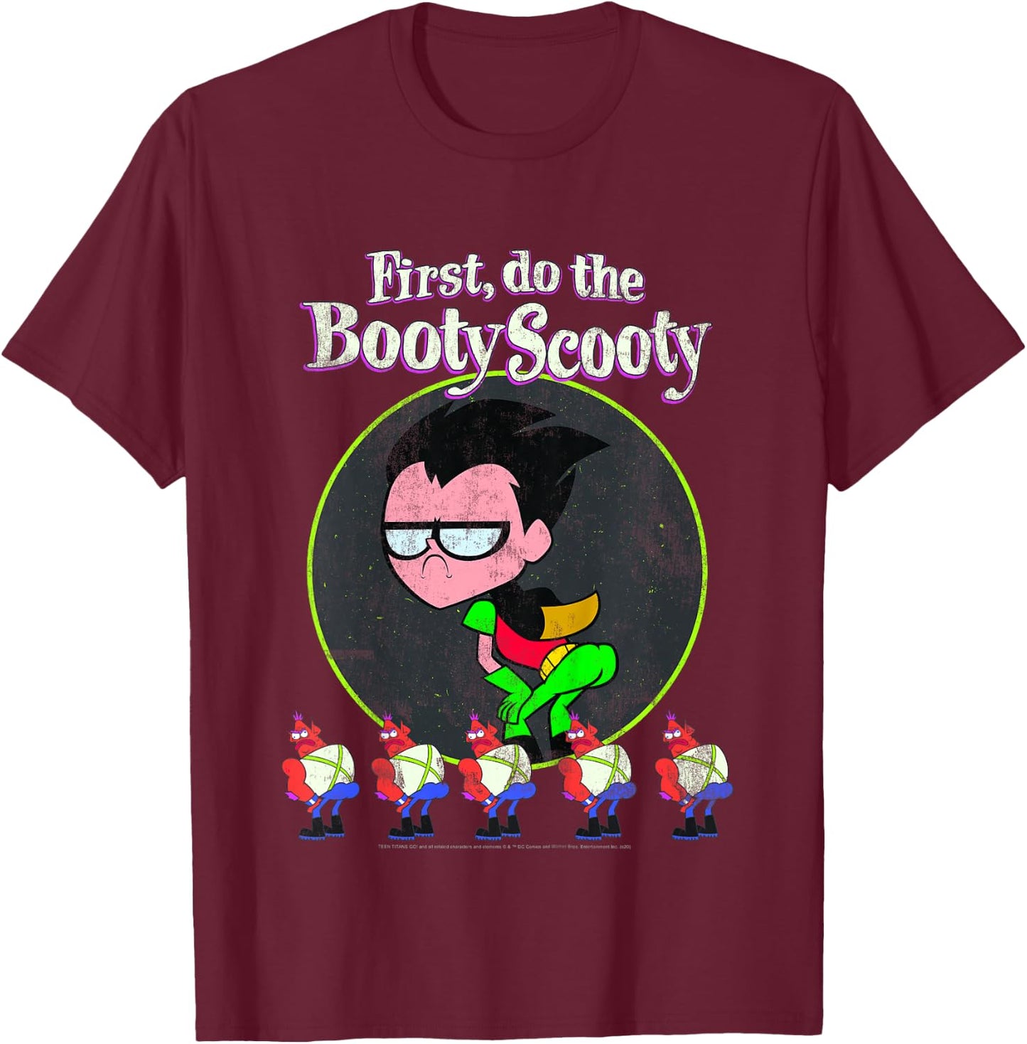 Kids DC Comics Teen Titans Go! Robin First Do The Booty Scooty T-Shirt - T-Shirt | Maroon