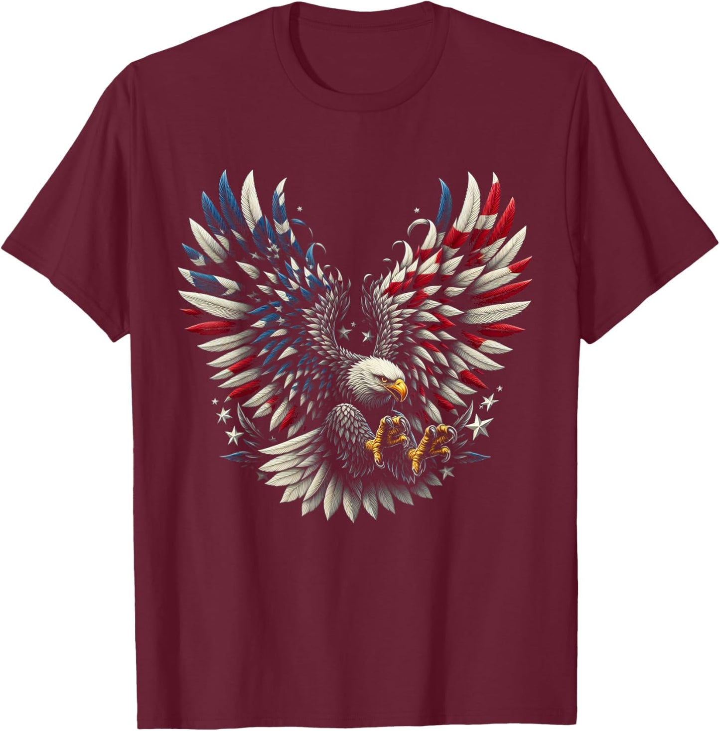 Patriotic American With Eagle And USA Flag Women Kids Men T-Shirt - T-Shirt | Maroon