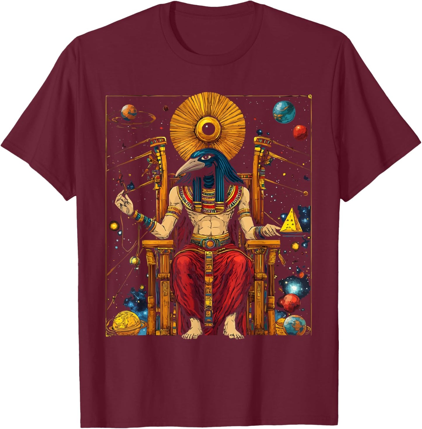 Thoth Egyptian God Egyptian Mythology Pyramid Ancient Egypt T-Shirt - T-Shirt | Maroon