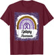 Epilepsy Awareness Bleached Rainbow leopard Purple Ribbon T-Shirt - T-Shirt | Maroon