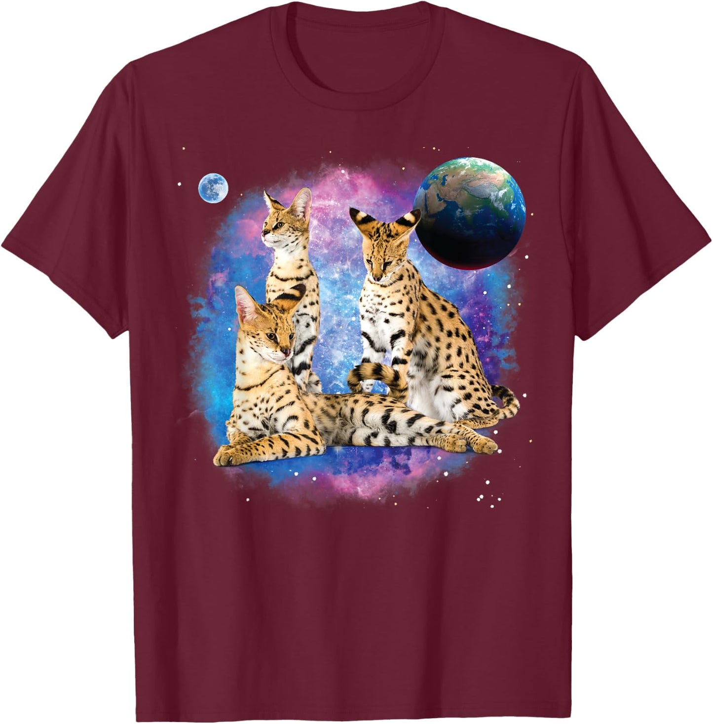 Serval Cats in the Galaxy, Serval Lover, Funny Serval Cat Men Women Kids T-Shirt - T-Shirt | Maroon