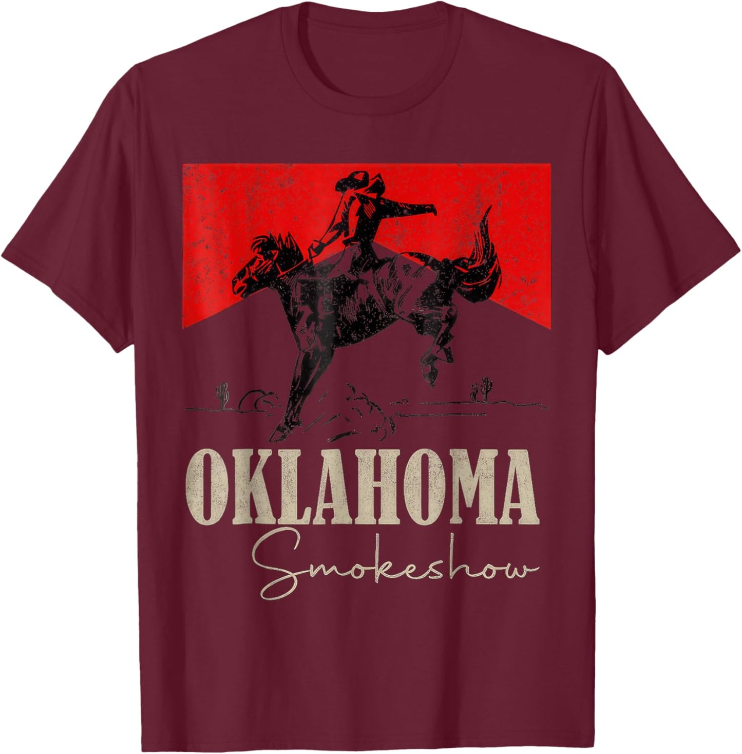 Oklahoma Personalized Vintage Oklahoma 90s Retro T-Shirt - T-Shirt | Maroon