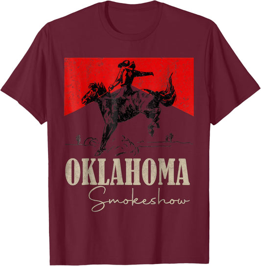 Oklahoma Personalized Vintage Oklahoma 90s Retro T-Shirt - T-Shirt | Maroon