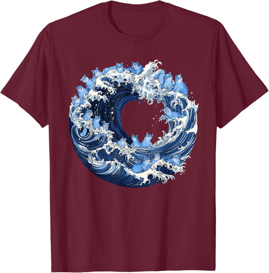 Cute Wave of Blue Cats for Kamala T-Shirt - T-Shirt | Maroon