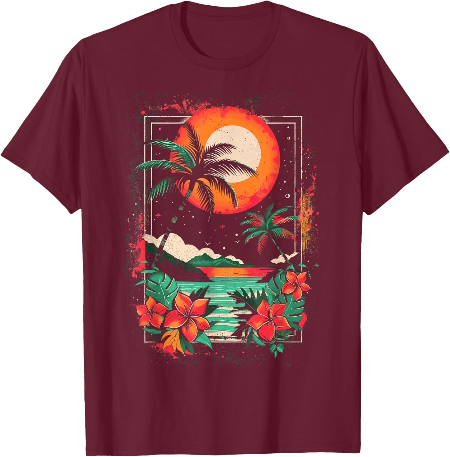 Hawaiian Design | Cool | S - 6XL | Men's Graphic T-Shirt - T-Shirt | Maroon