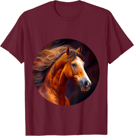 Running Horse Graceful Mane Nature Strength T-Shirt - T-Shirt | Maroon