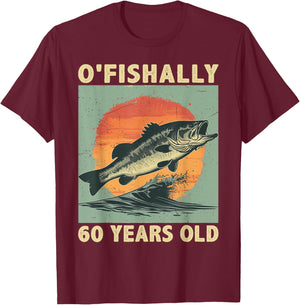 Ofishally 60 Years Old 1965 Fishing Fisherman 60th Birthday T-Shirt - T-Shirt | Maroon