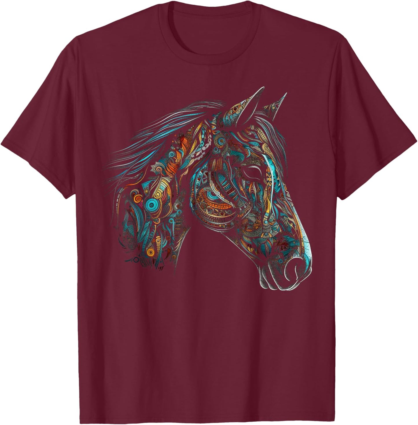 Horse Art - Horse Motif Animal Horse T-Shirt - T-Shirt | Maroon