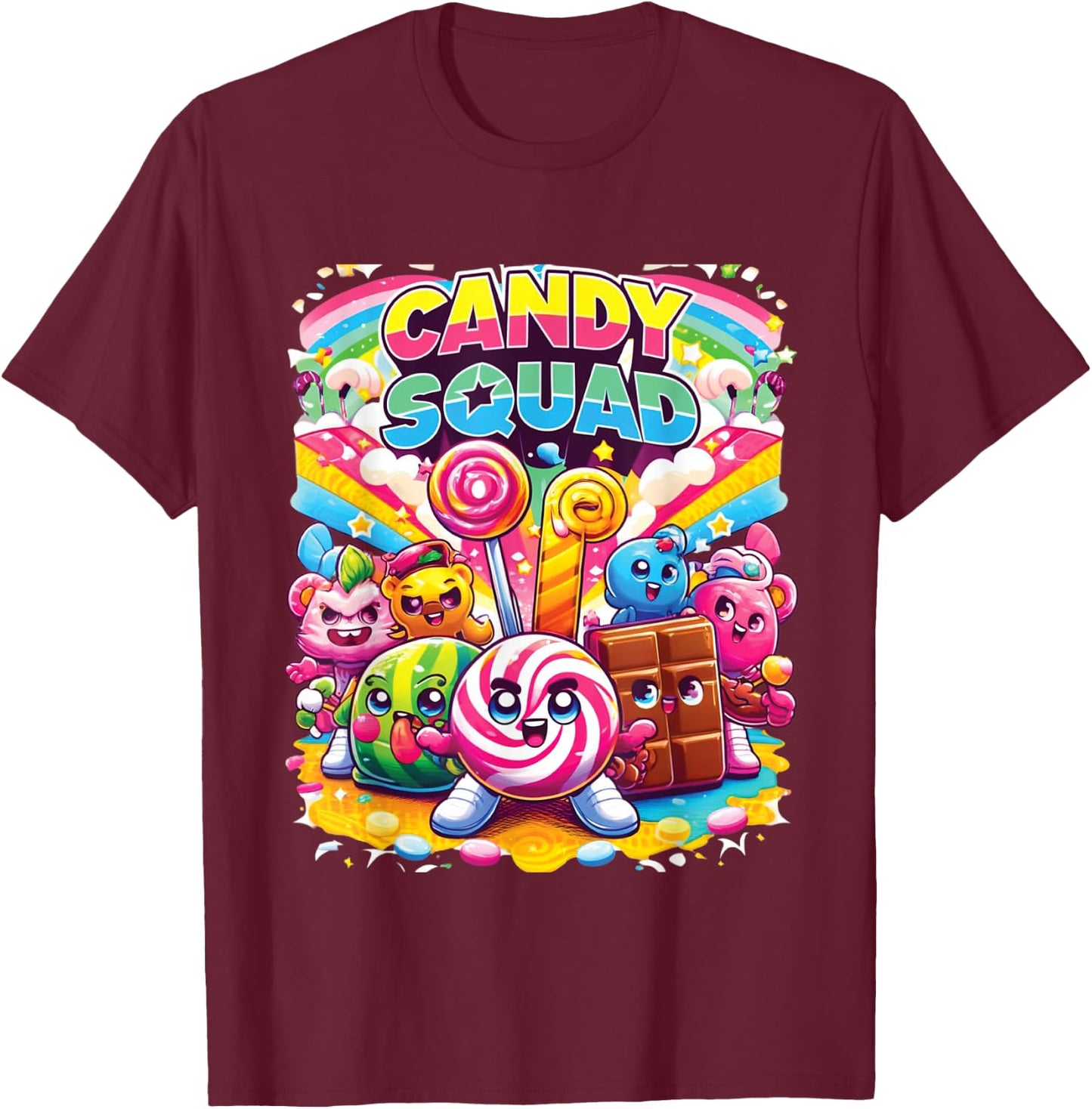 Candyland Party Candy Squad Colorful Candy For Kids Sweetie T-Shirt - T-Shirt | Maroon