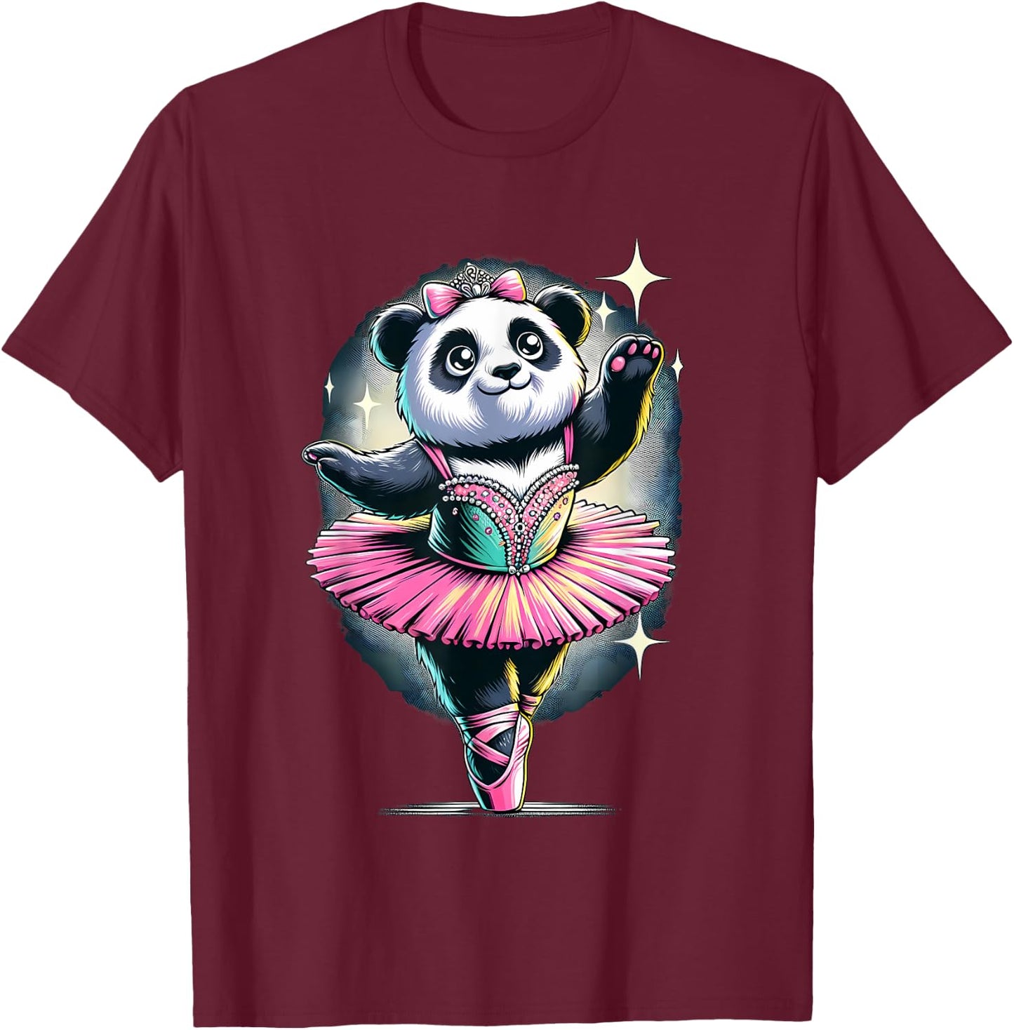 Ballerina Panda Dancing T-Shirt - T-Shirt | Maroon
