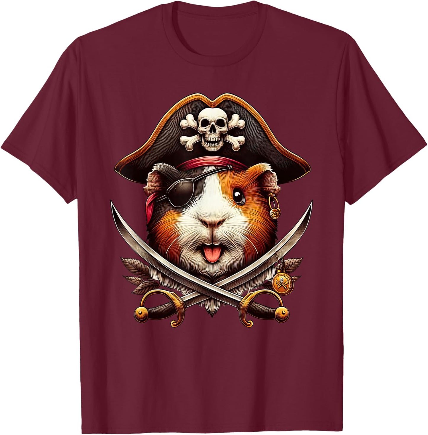 Guinea Pig Pirate Crossbones Halloween Kids T-Shirt - T-Shirt | Maroon