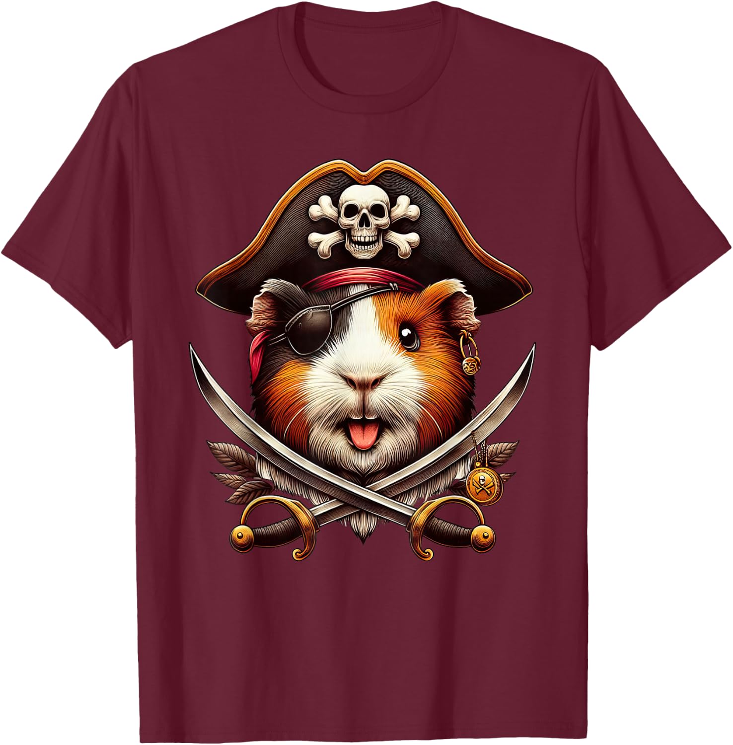 Guinea Pig Pirate Crossbones Halloween Kids T-Shirt - T-Shirt | Maroon