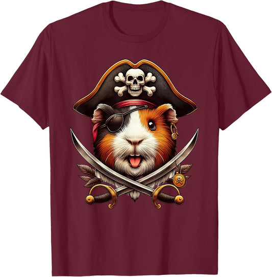 Guinea Pig Pirate Crossbones Halloween Kids T-Shirt - T-Shirt | Maroon