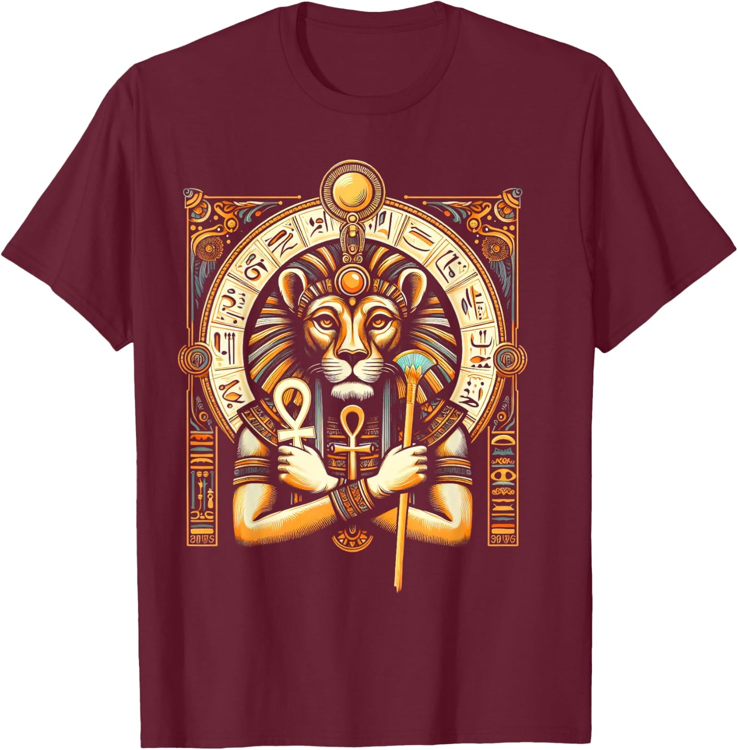 Egyptian Mythology Lioness Egypt Ancient Goddess Sekhmet T-Shirt - T-Shirt | Maroon