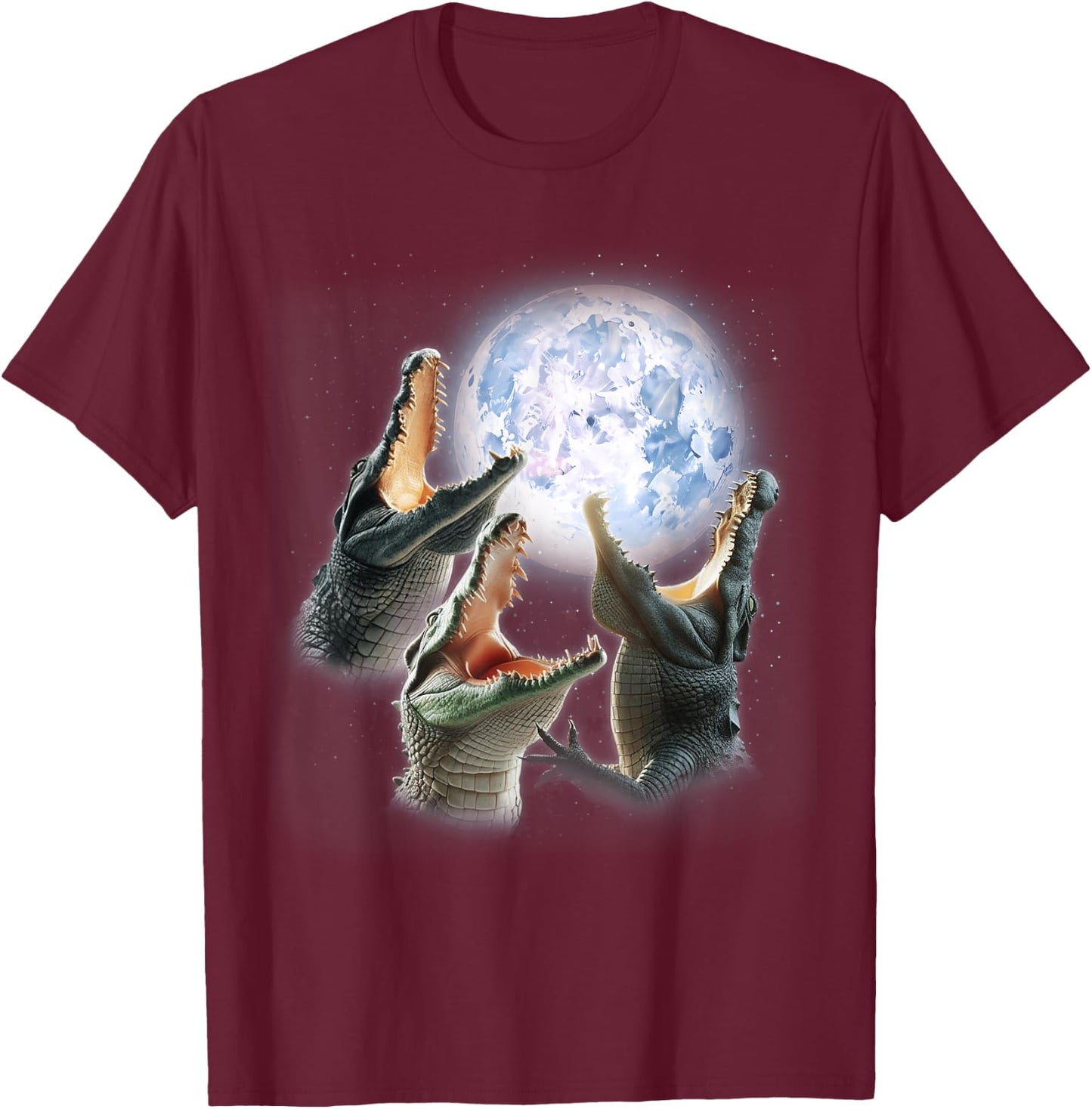 3 Alligator Howling At The Moon Funny Crocodile Alligator T-Shirt - T-Shirt | Maroon