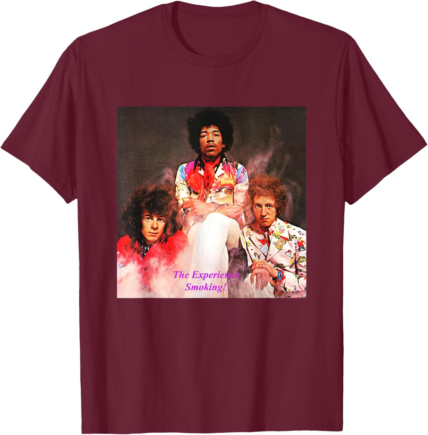 Karl Ferris Electric Ladyland Jimi Hendrix Smoking T-Shirt - T-Shirt | Maroon