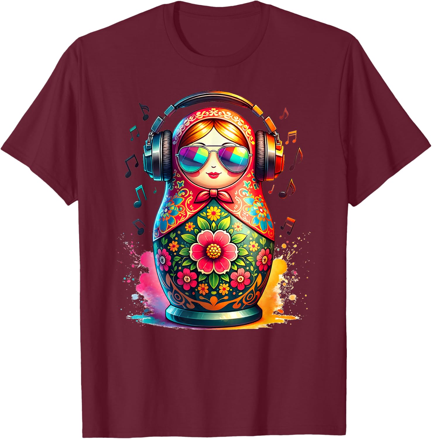 Russian Matryoshka Music Russia Russian Matryoshka T-Shirt - T-Shirt | Maroon