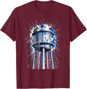 Water Tower Art Splatter Design for Urban Style Fans T-Shirt - T-Shirt | Maroon