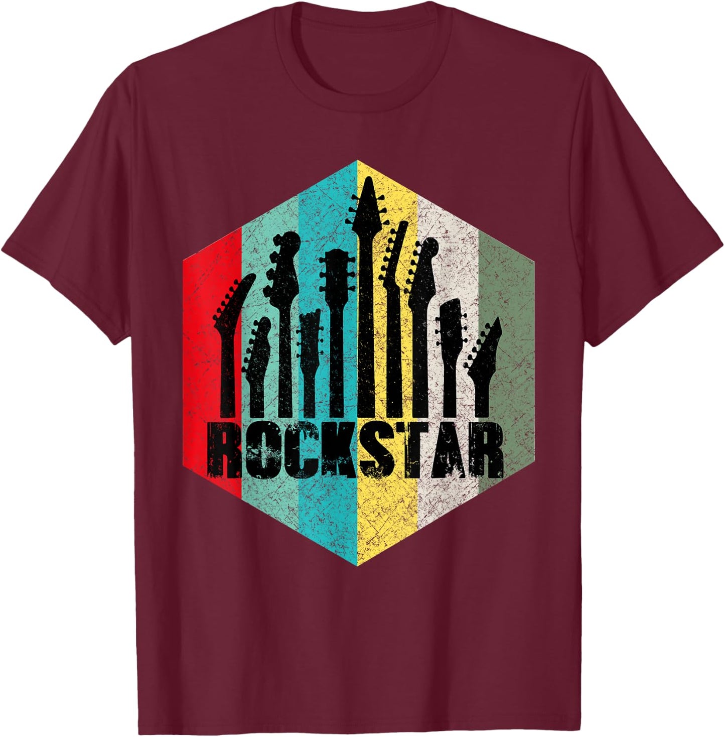 Kids Rockstar Vintage Guitar T-Shirt - T-Shirt | Maroon