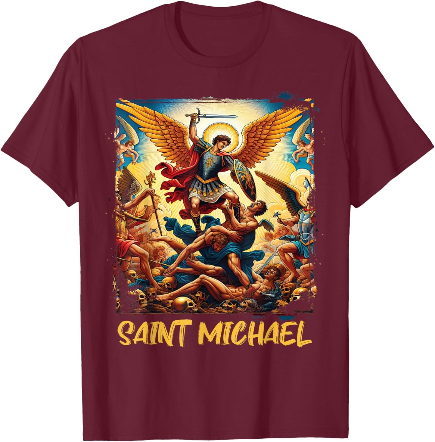 Saint Michael Costume Archangel Michael Christian Angels T-Shirt - T-Shirt | Maroon
